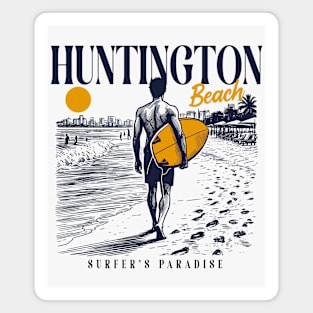 Vintage Surfing Huntington Beach, California // Retro Surfer Sketch // Surfer's Paradise Magnet